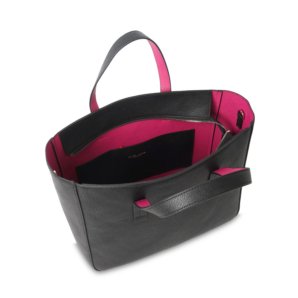 Ashley Handbag Black-Fuchsia