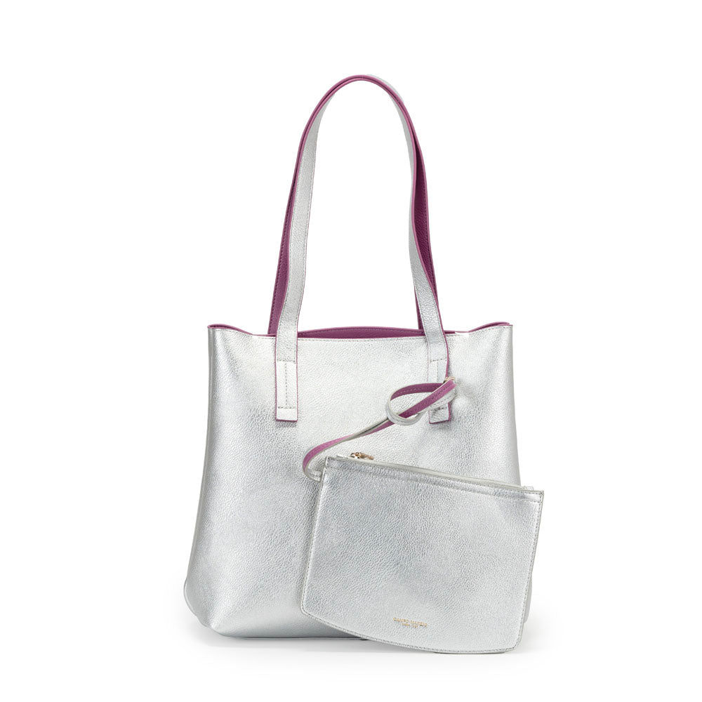 Iconic Midi Tote Bag - Mauve Silver