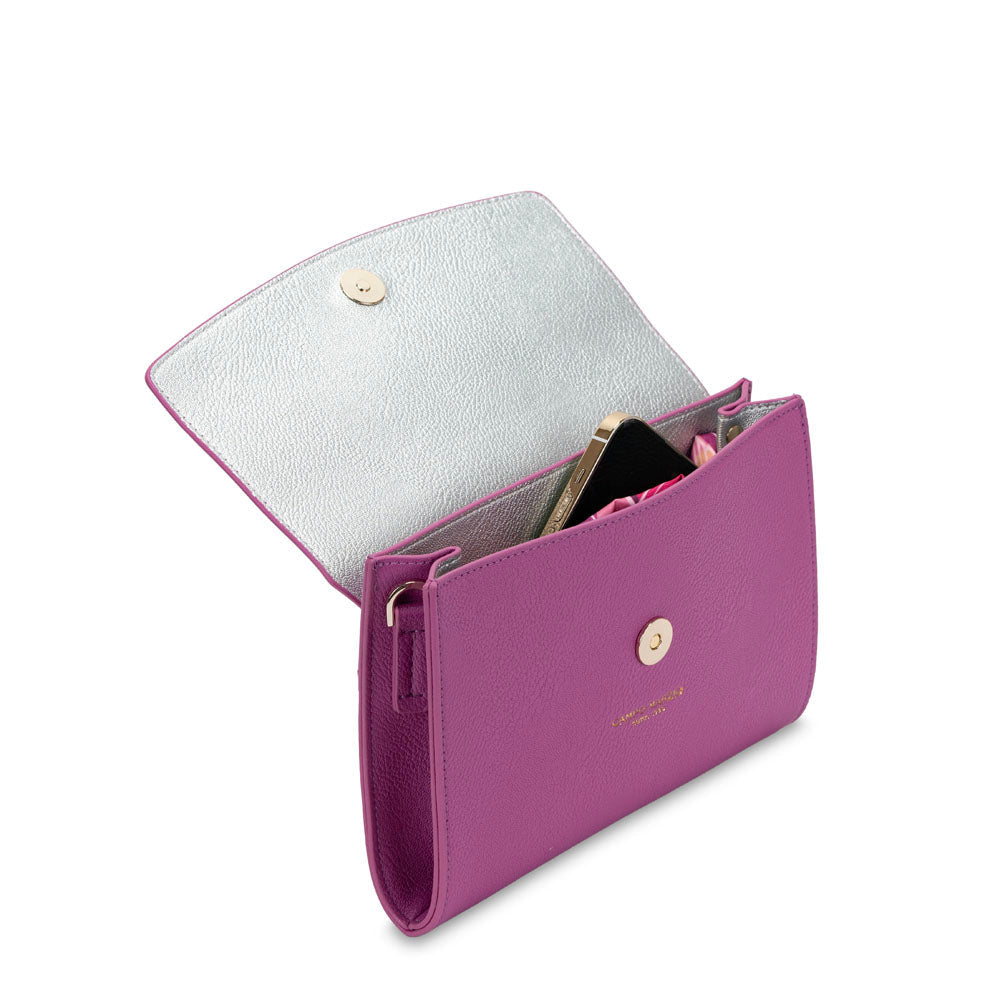 Meryl Clutch Shoulder Bag - Mauve Silver