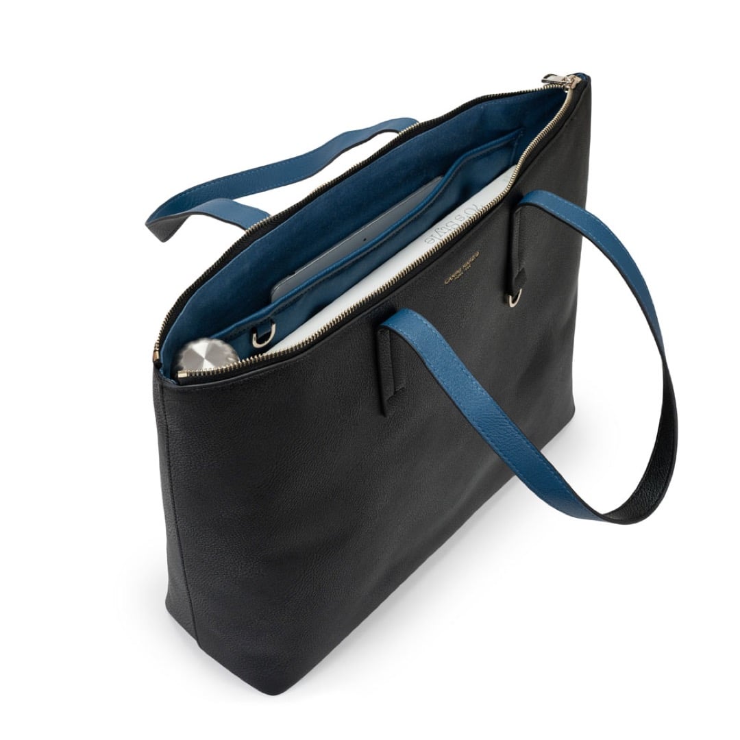 Winona Shopping Bag - Black Lapis Blue